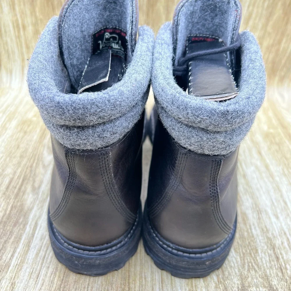 Woolrich‎ Puritan Patch Leather Lace Up Boots Men's 13 Dark Brown Wool Collar